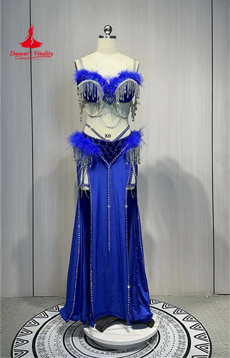 Belly Dance Performance Costumes  Advanced Customization Feather Tassels Set Adult Children Oriental Career Competition Clothing
