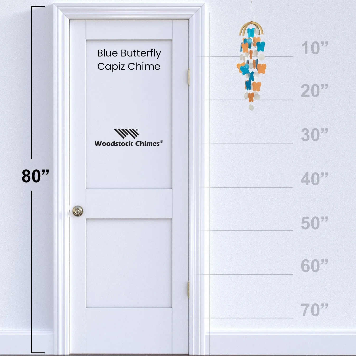 Butterfly Capiz Chime - Sky Blue & Marigold