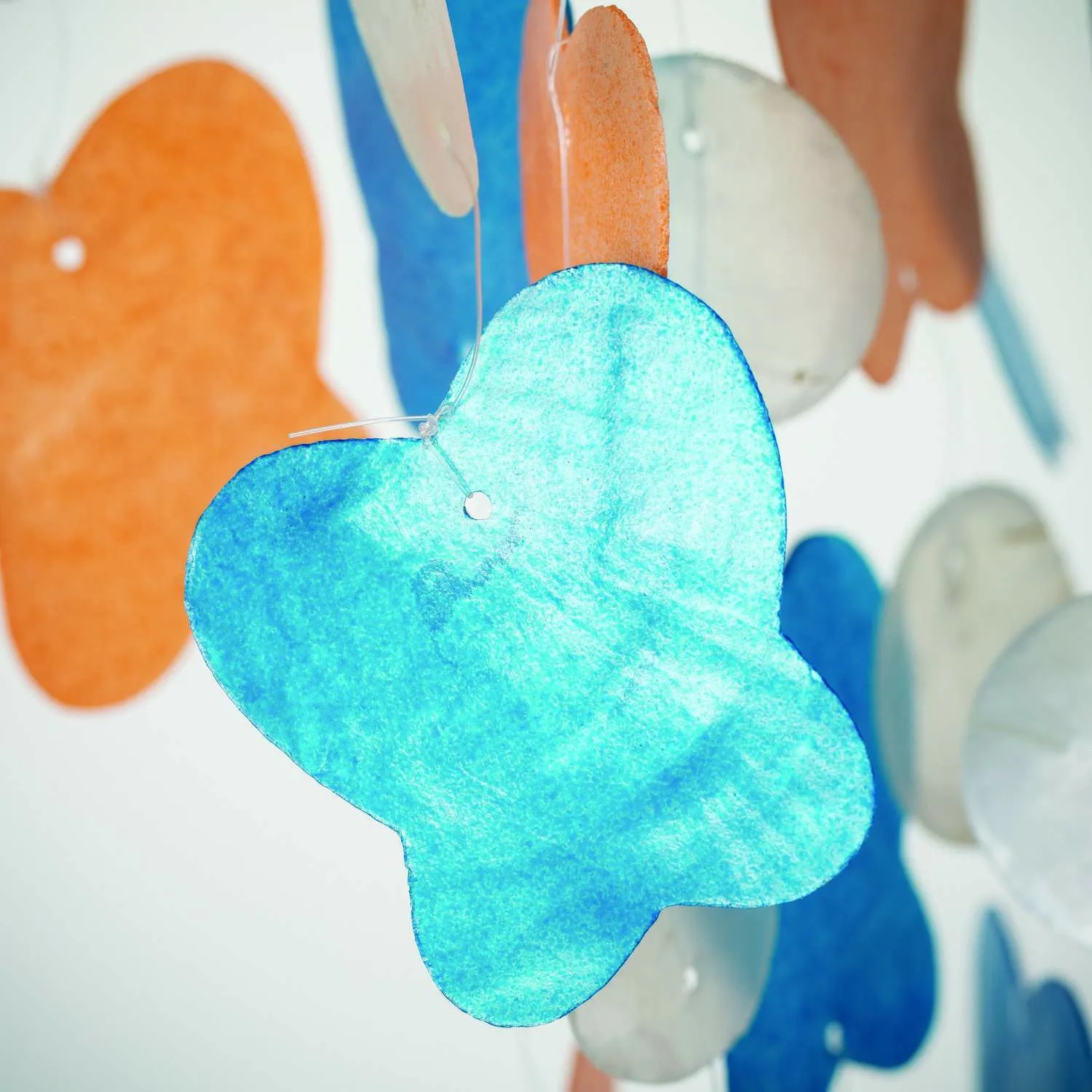 Butterfly Capiz Chime - Sky Blue & Marigold
